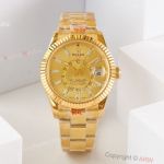 Super Clone Rolex Sky Dweller Yellow Gold Champagne Dial Swiss Cal.9002 Movement